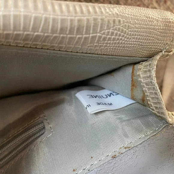 VTG Y2K Genuine Leather Made in Korea Snake Print Crossbody Bag Silver Color - Picture 3 of 12